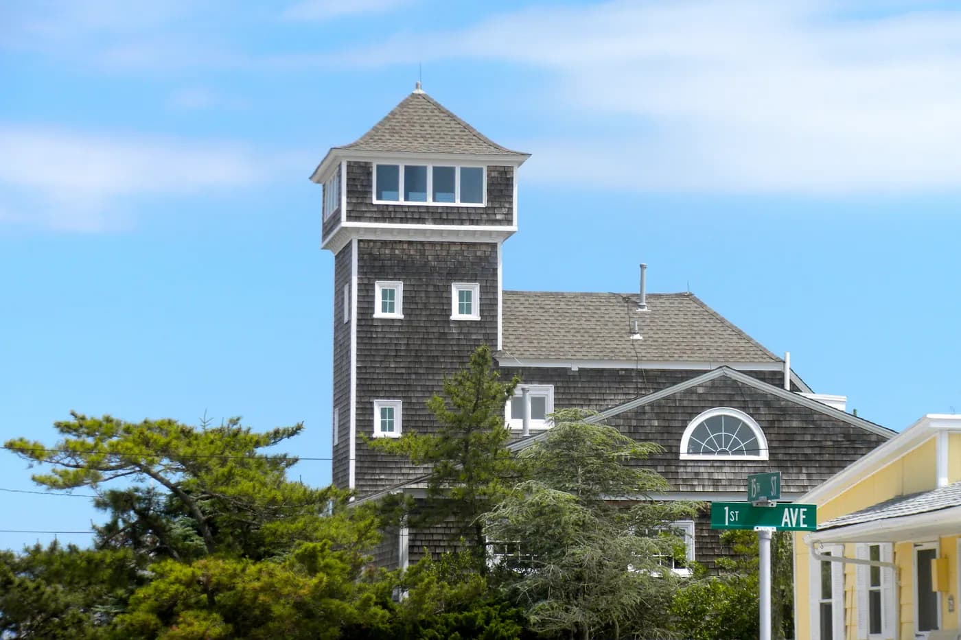 The shingled Avalon Life-Saving Station, listed on the National Register, on West 15th Street in Avalon, New Jersey